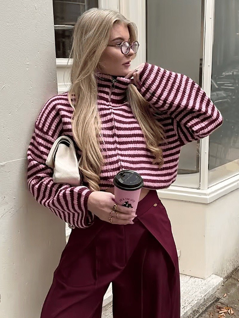Maglione Simona in maglia con zip