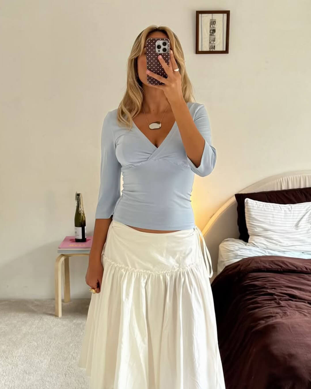 T-shirt con maniche midi e scollo a V profondo Sofia
