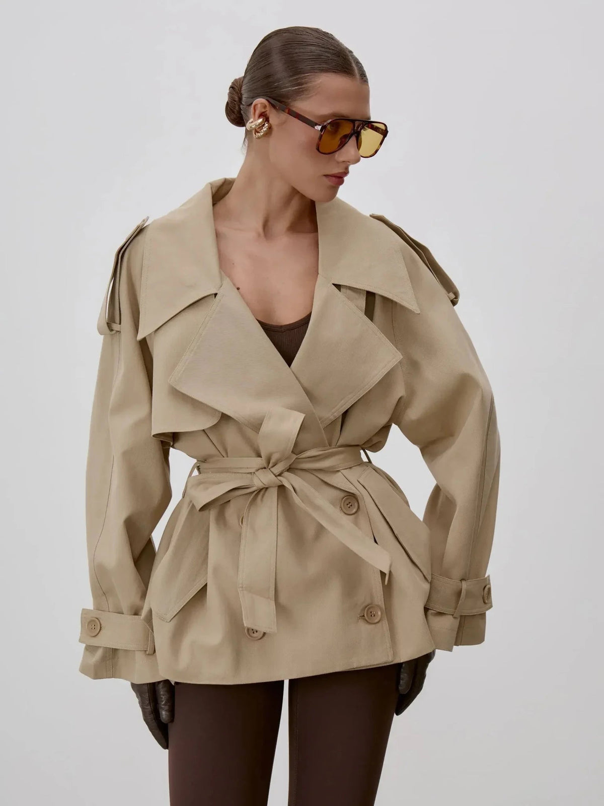 Trench con colletto rialzato e lacci Sonia