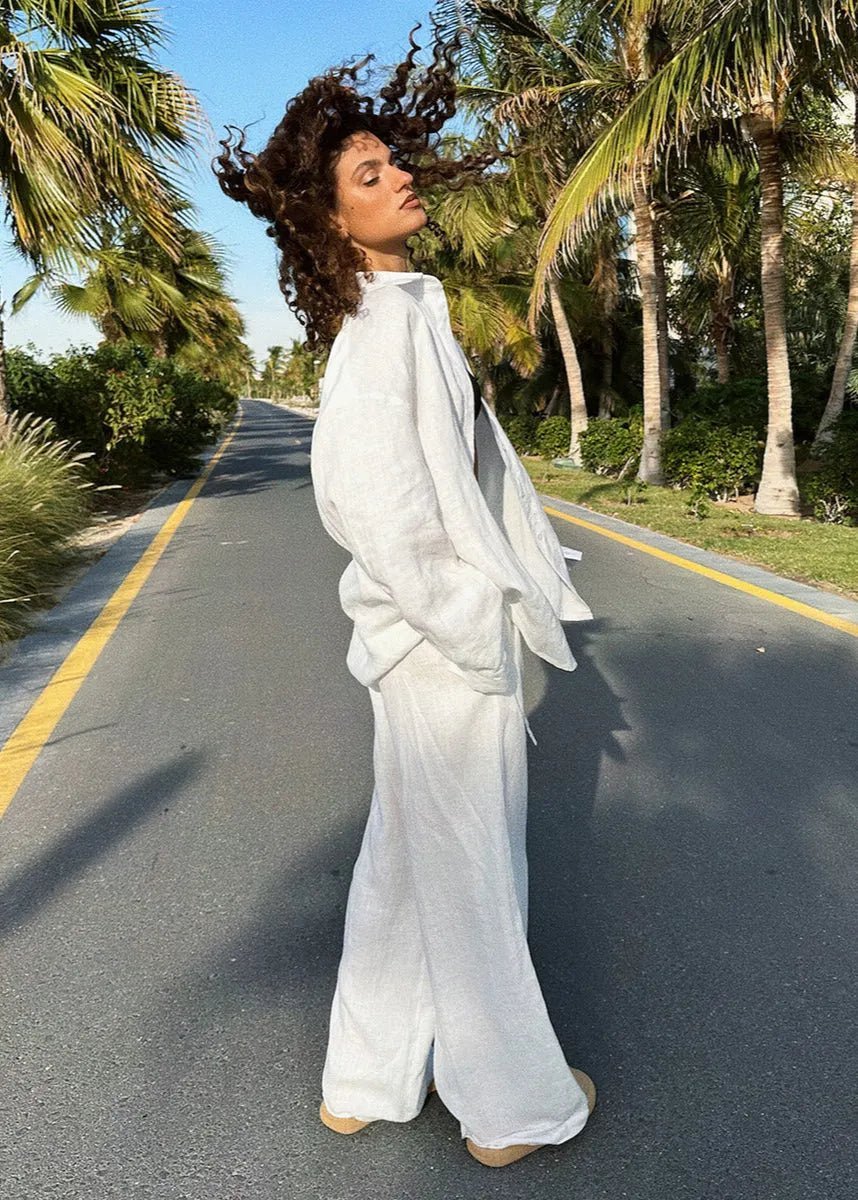 Completo Sophia con camicia in cotone e pantaloni da casa