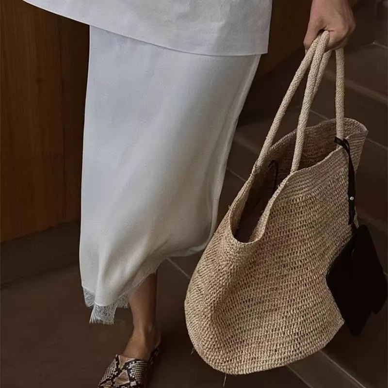 Borsa tote Sophia in rattan intrecciato a mano