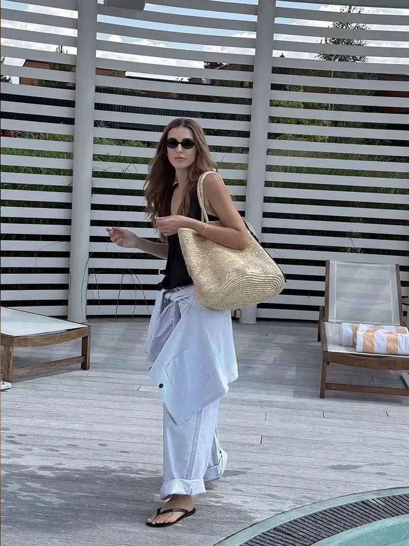 Borsa tote Sophia in rattan intrecciato a mano