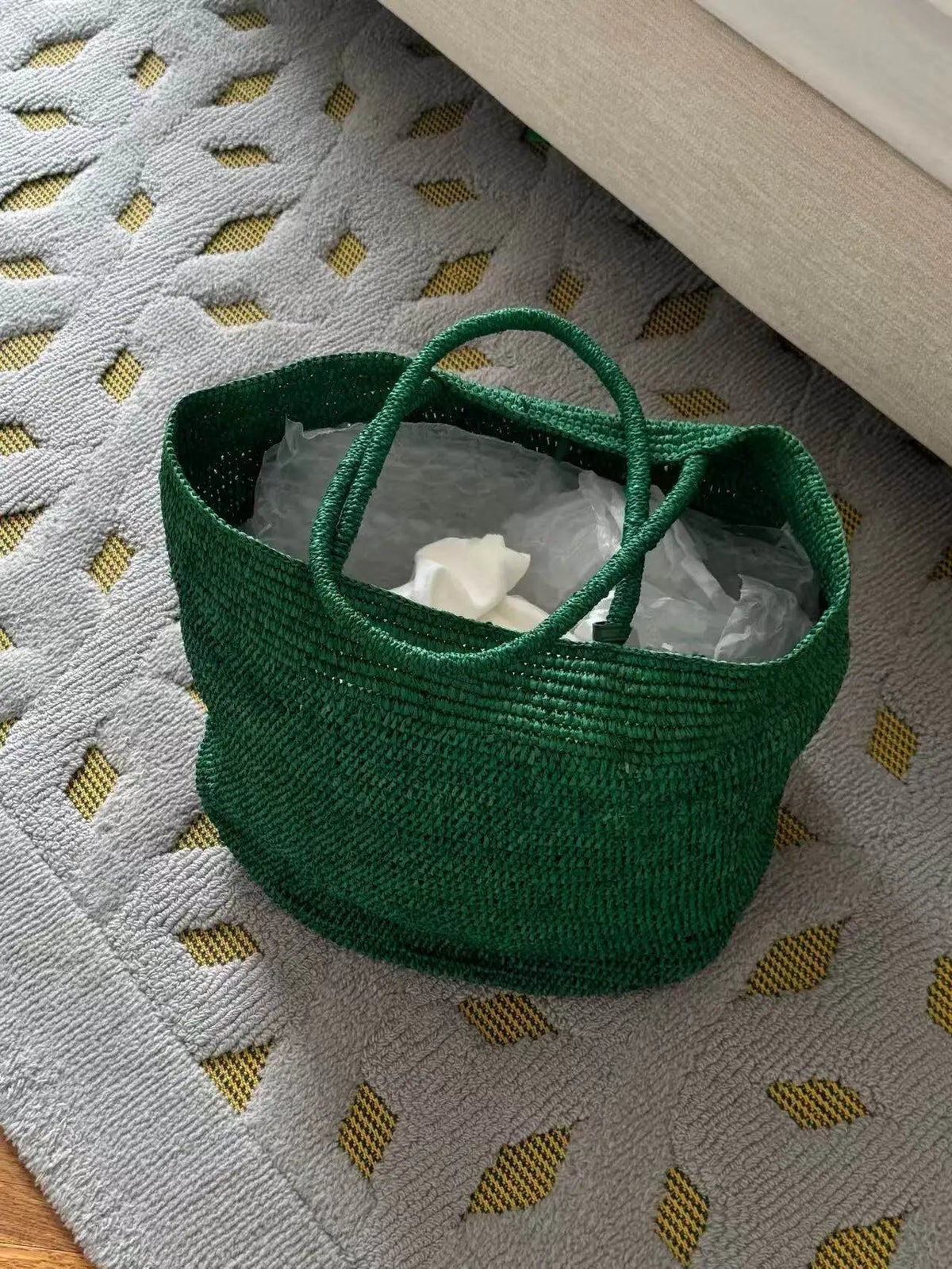 Borsa tote Sophia in rattan intrecciato a mano