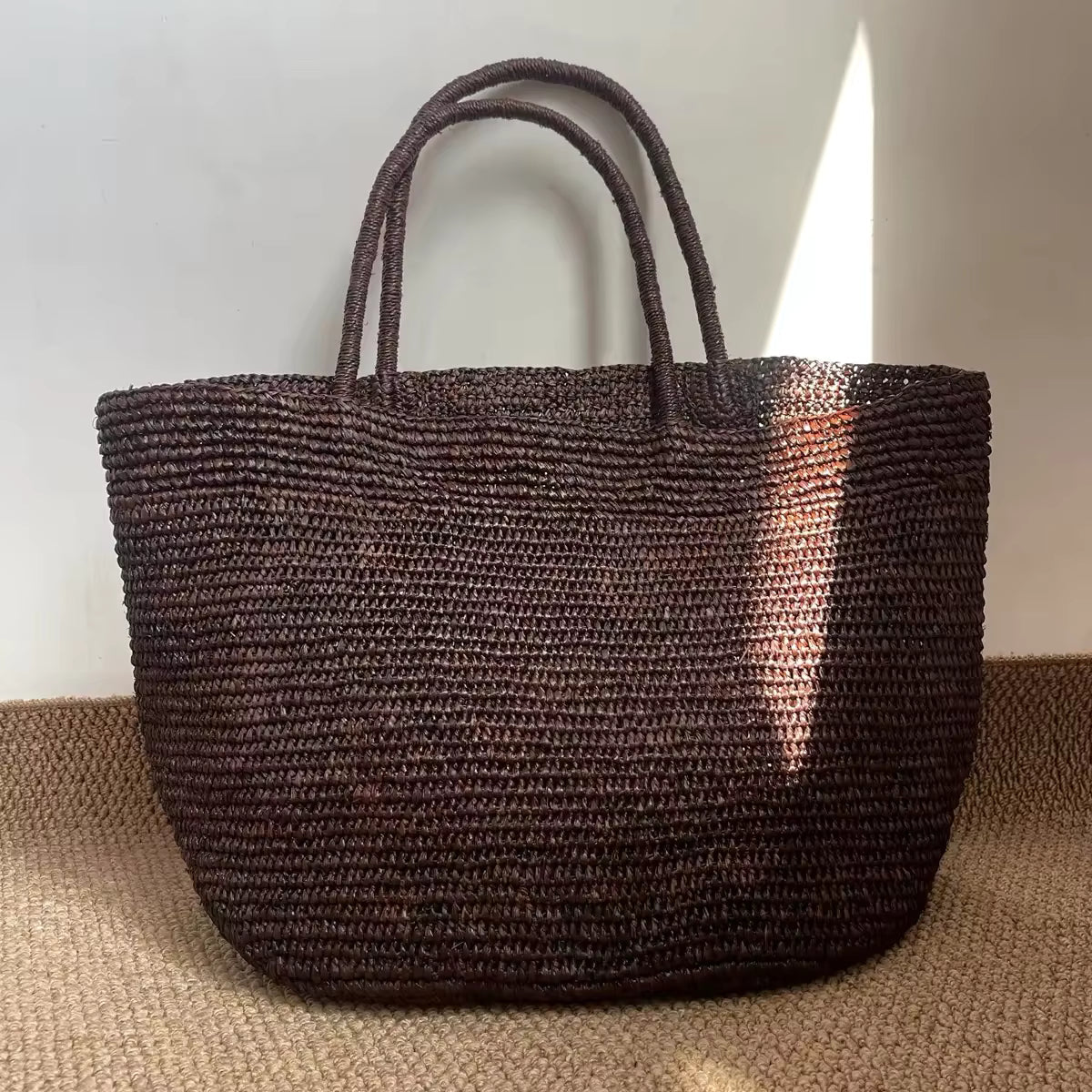 Borsa tote Sophia in rattan intrecciato a mano