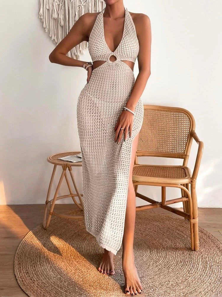 Abito midi in maglia Sophia con scollo a goccia