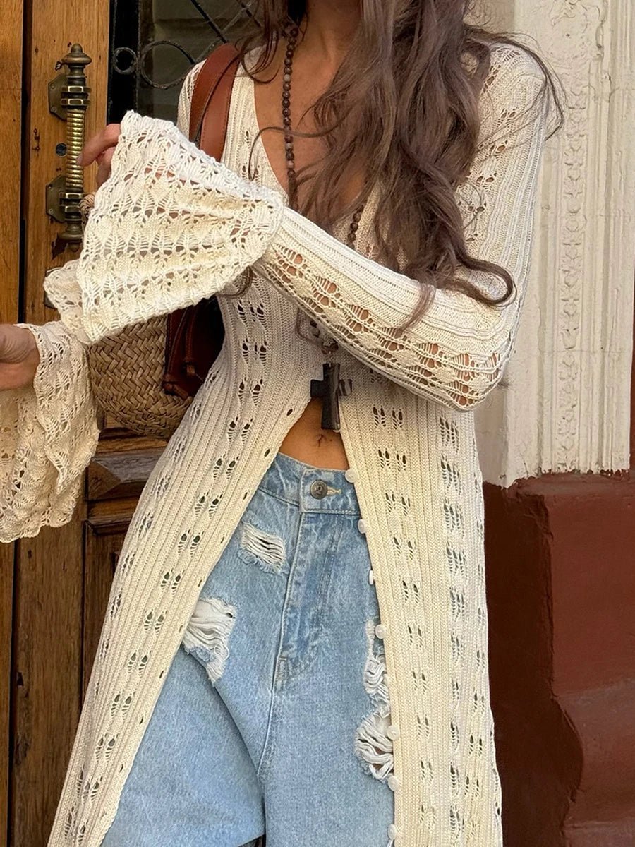 Abito cardigan Sophia in maglia traforata