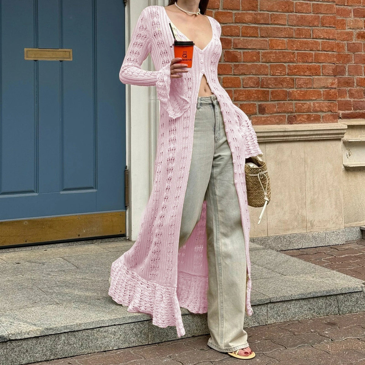 Abito cardigan Sophia in maglia traforata