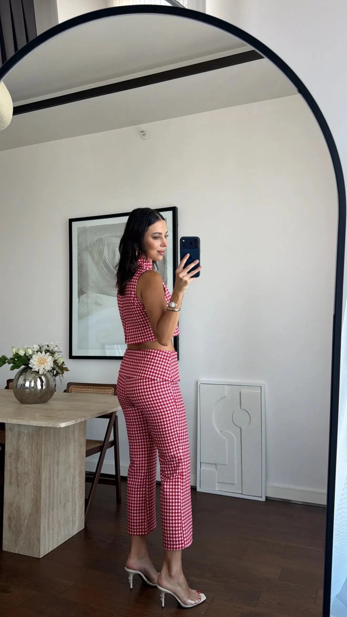 Completo coordinato Sophia con crop top a quadri