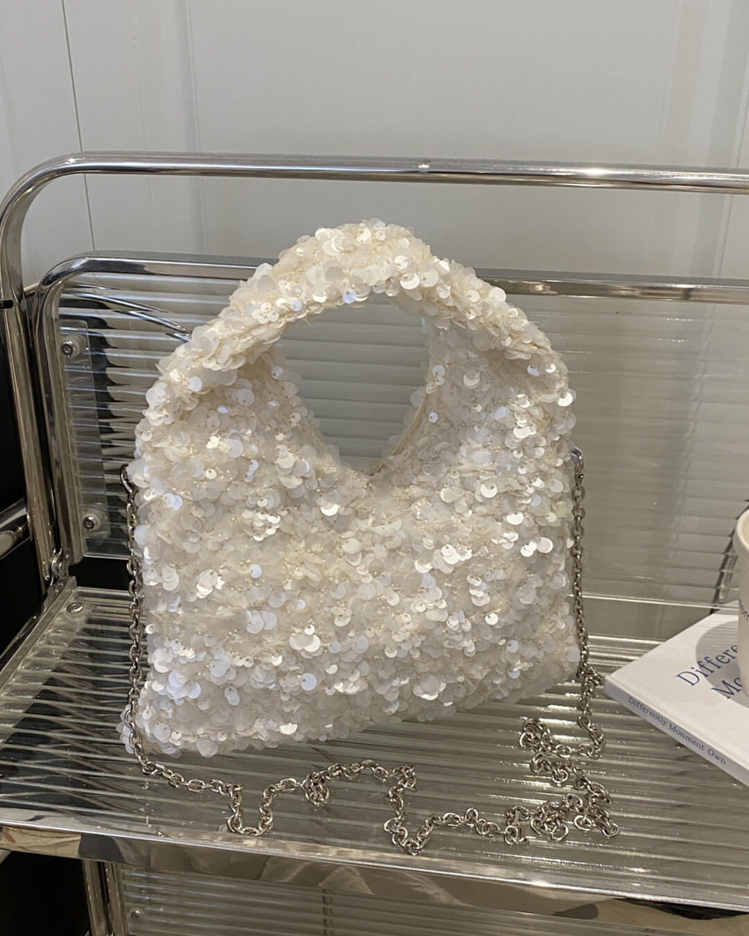 Borsa a spalla da sera con paillettes Sophia