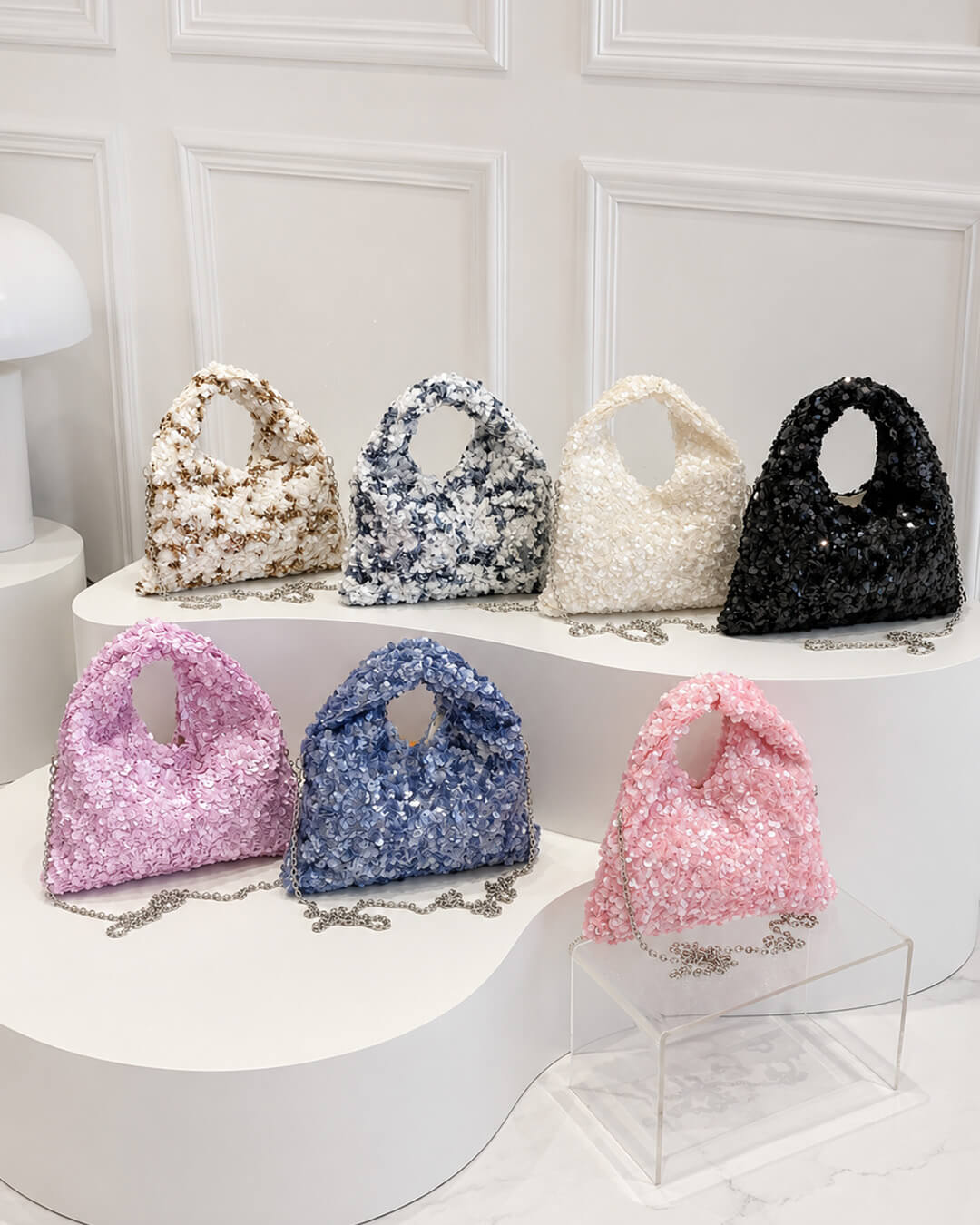 Borsa a spalla da sera con paillettes Sophia