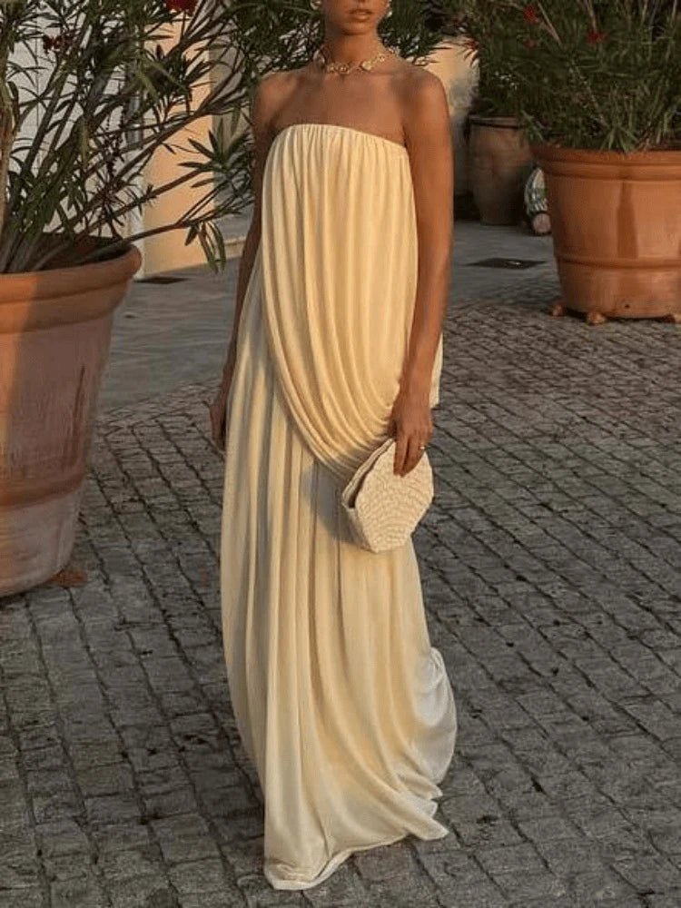 Maxiabito plissettato senza spalline Sophia