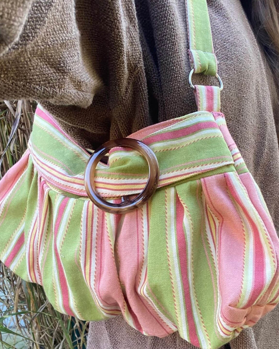 Borsa a spalla a righe Sophia