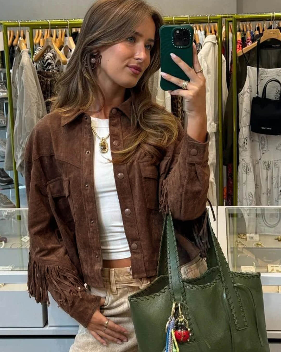 Giacca in suede con frange Sophia