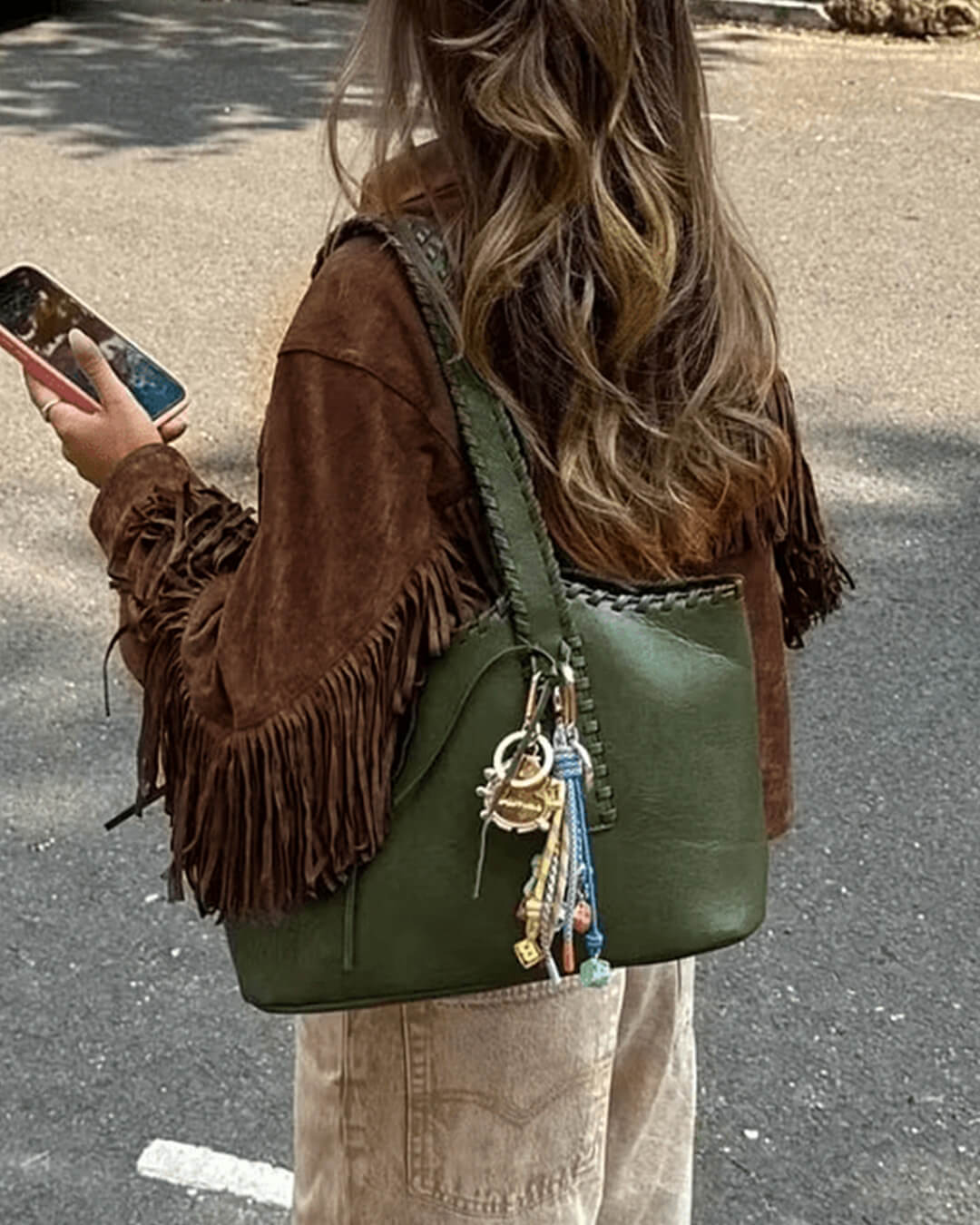 Giacca in suede con frange Sophia