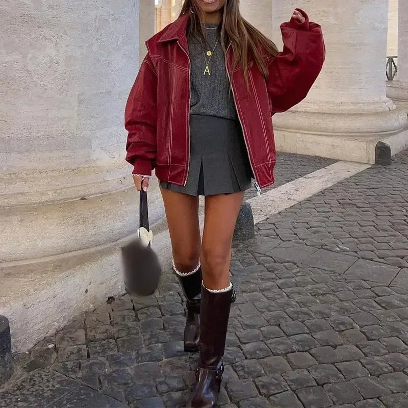 Giacca con colletto a revers e zip Sophia