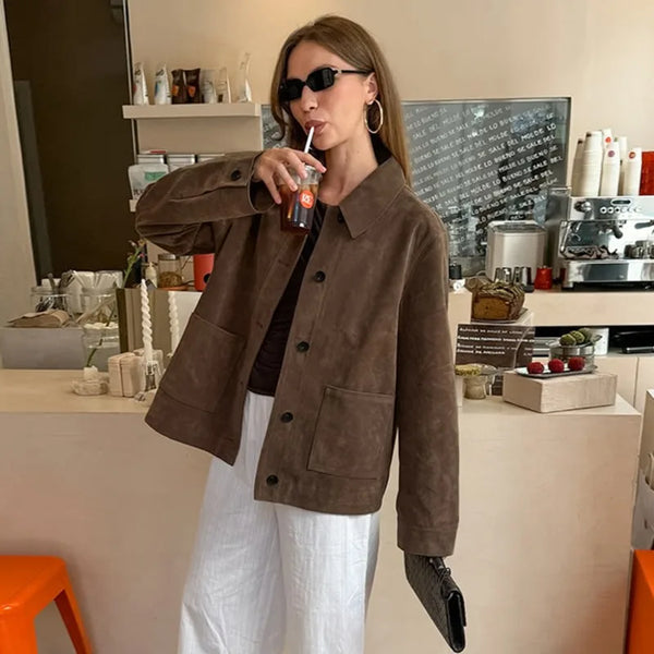 Giacca oversize in camoscio
