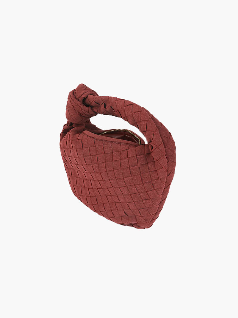 Mini borsa intrecciata in camoscio
