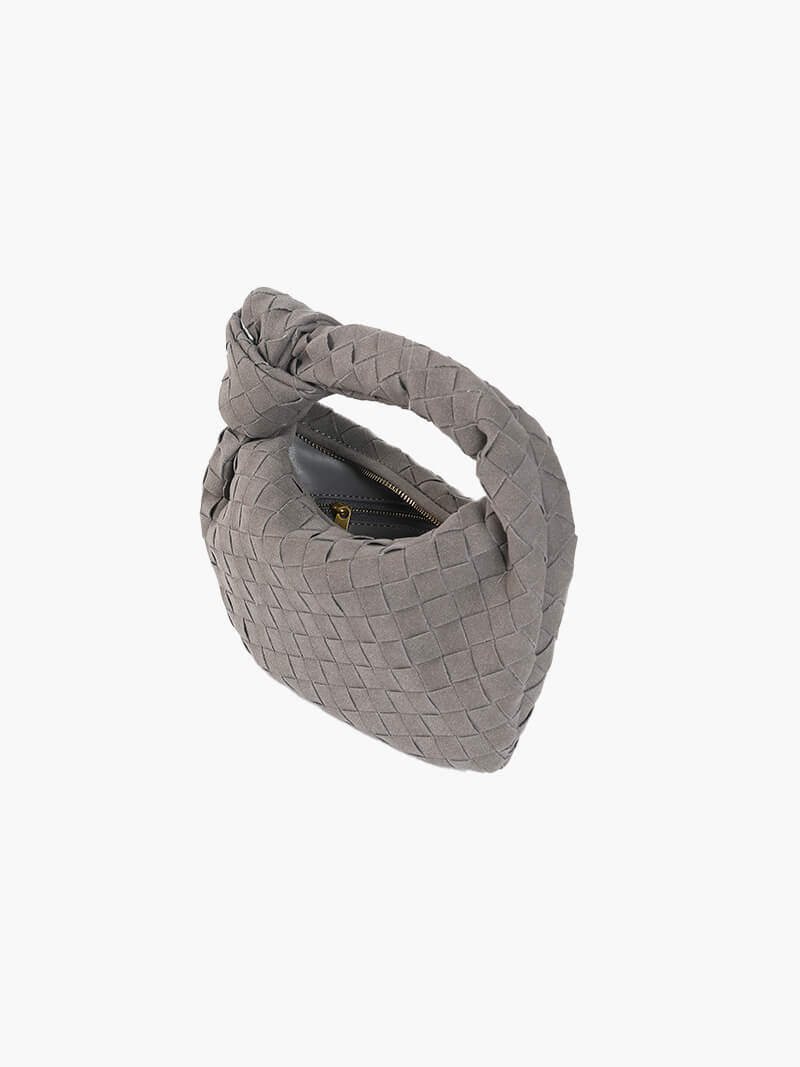 Mini borsa intrecciata in camoscio