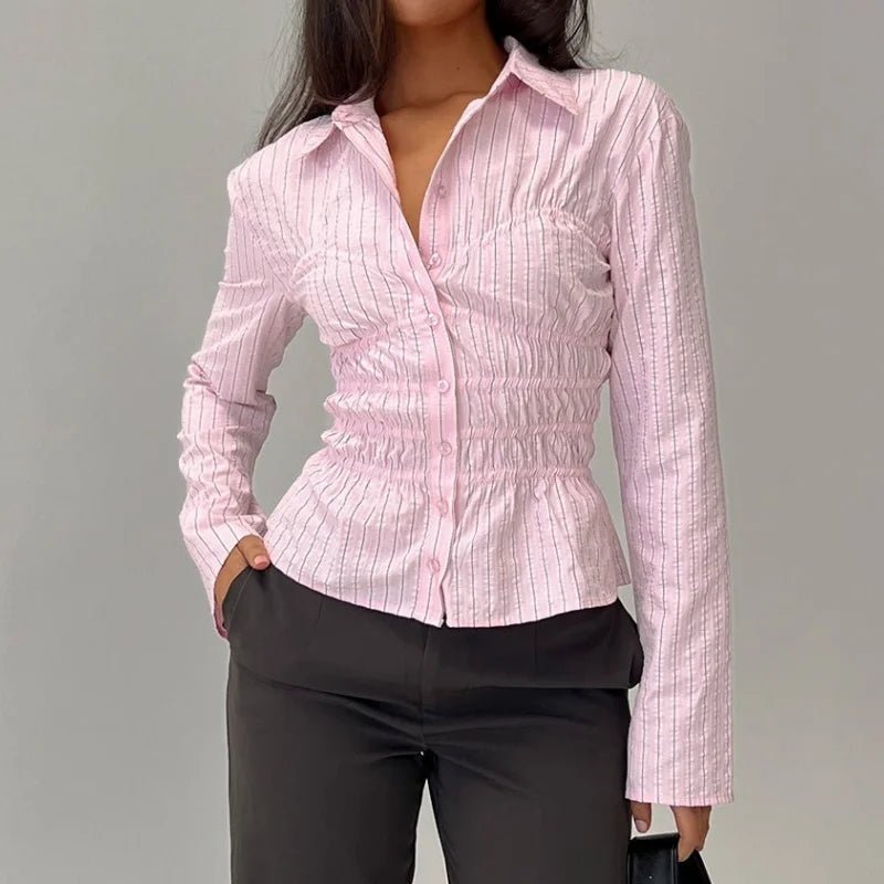 Blusa a maniche lunghe arricciata Susan