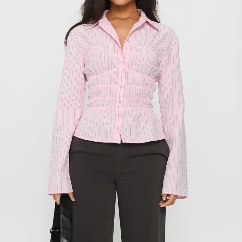 Blusa a maniche lunghe arricciata Susan