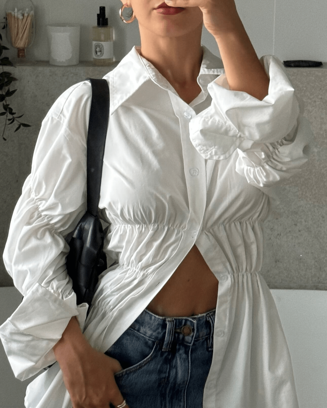 Camicia arricciata a maniche lunghe Suzette