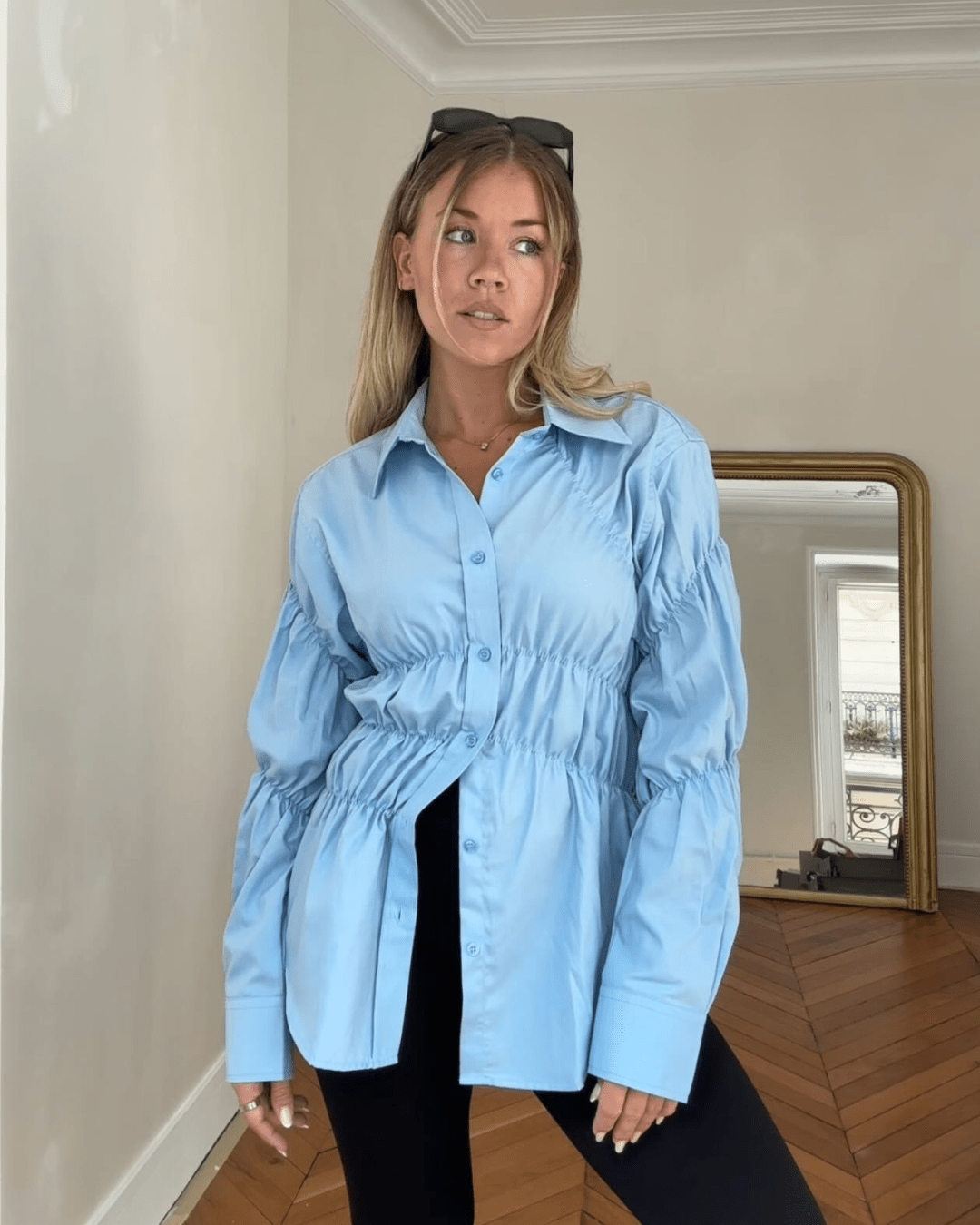Camicia arricciata a maniche lunghe Suzette