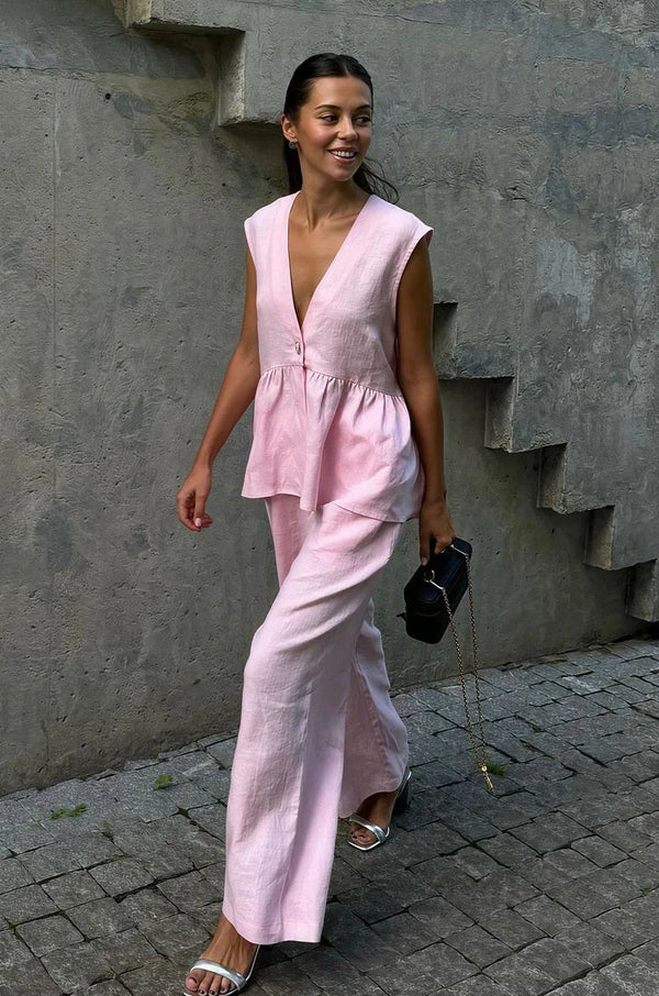 Completo Sydney con gilet arricciato e pantaloni