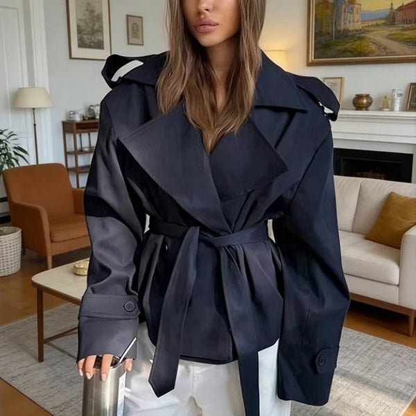 Cappotto trench corto con lacci Tara