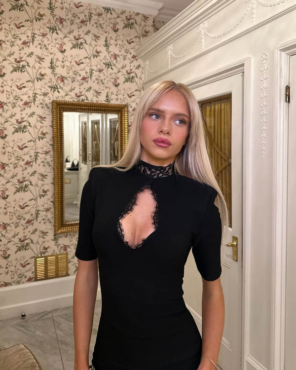 Taylor High Neck Lace Mini Dress