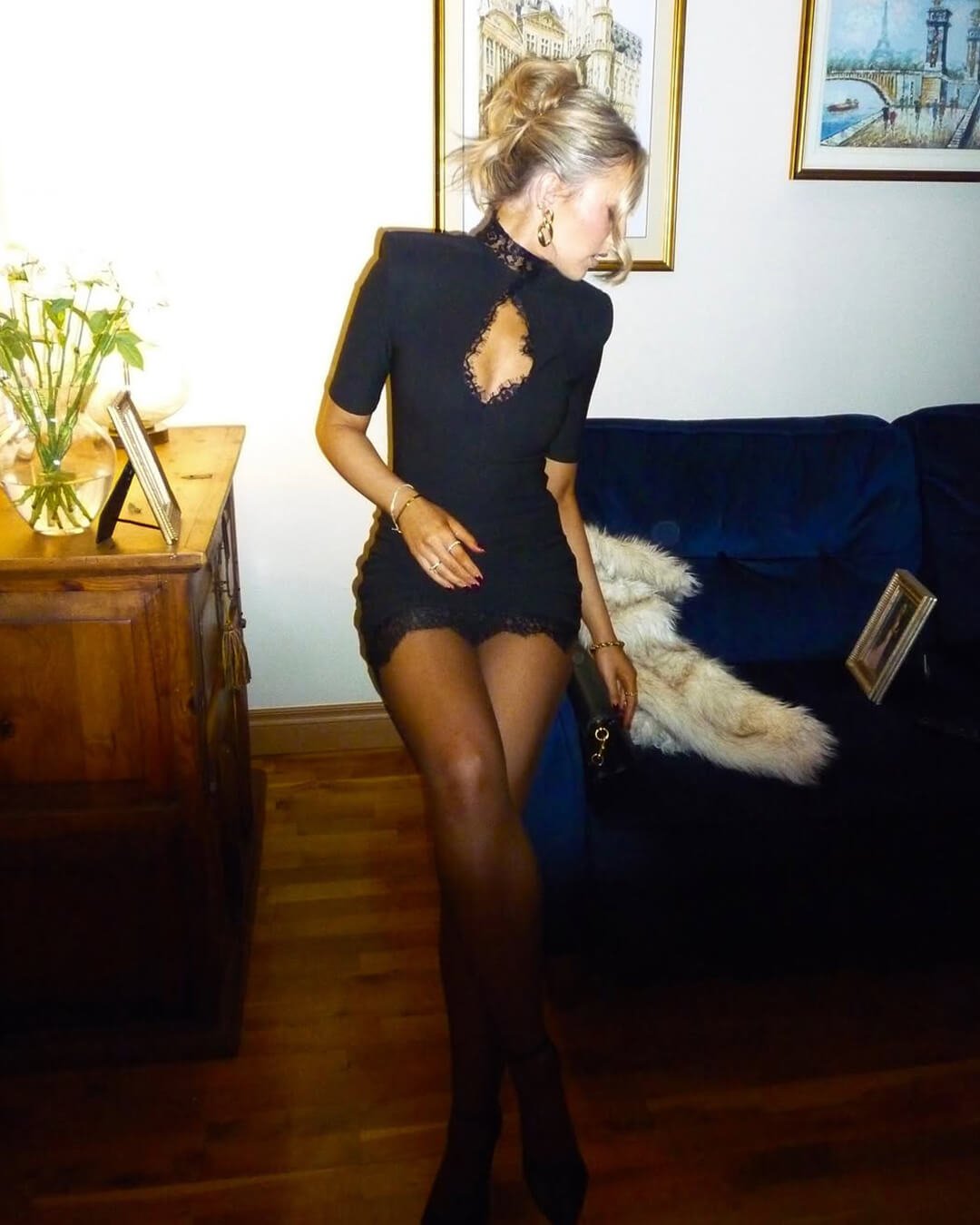 Taylor High Neck Lace Mini Dress