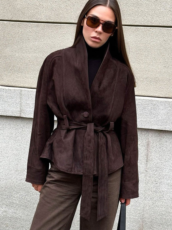 Teresa Belted Suede Trench Coat