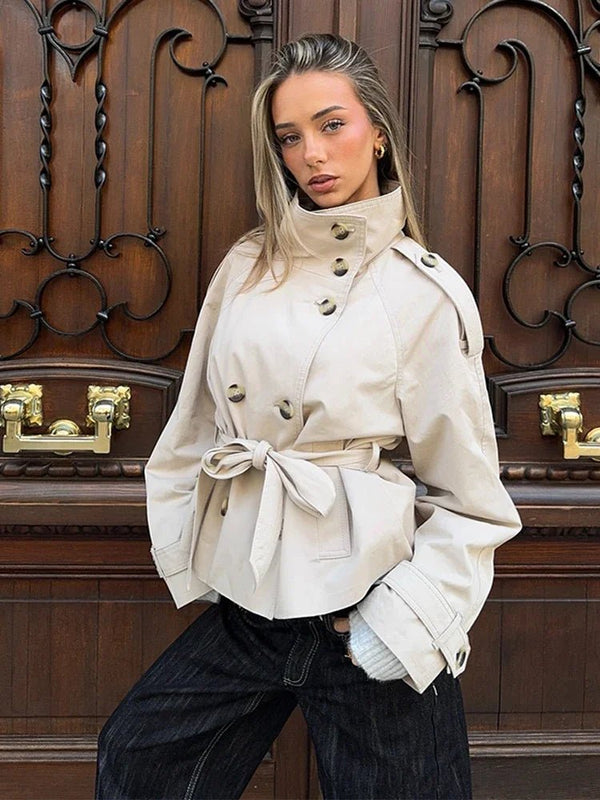 Trench corto con cintura Thea