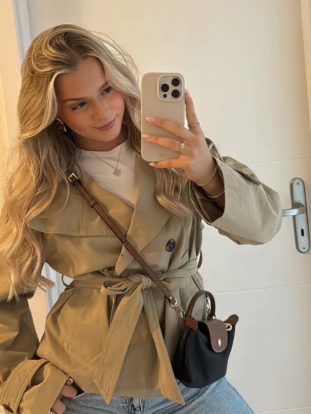 Trench corto con cintura Thea