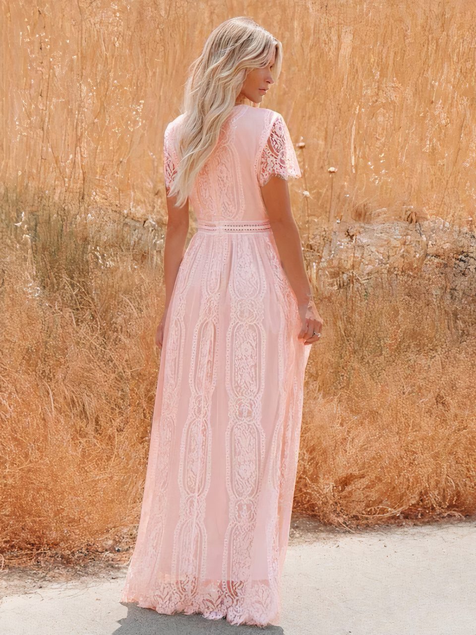 Abito lungo in pizzo stile bohémien Tilda