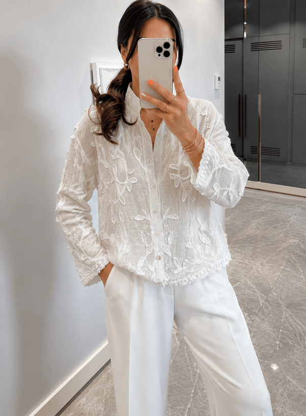 Blusa Tina a maniche lunghe con ricami