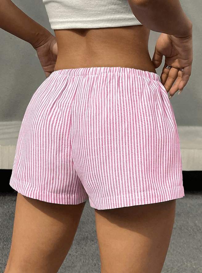 Shorts Tirzah a righe con elastico e vita bassa