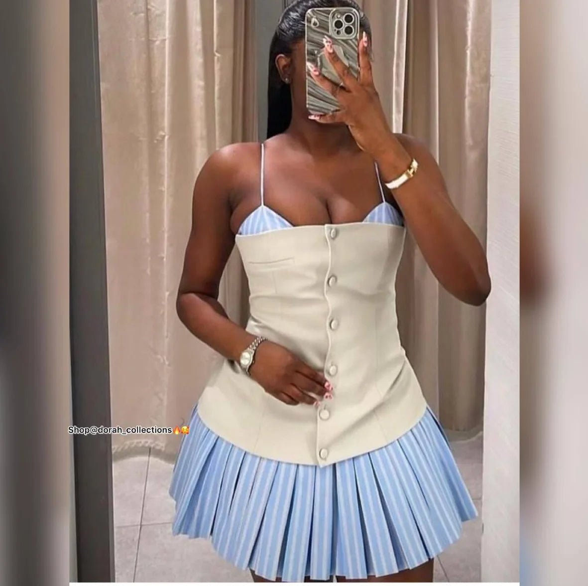 Miniabito Trina a corsetto plissettato a righe