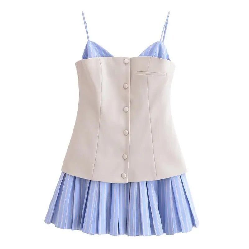 Miniabito Trina a corsetto plissettato a righe