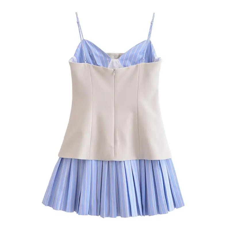 Miniabito Trina a corsetto plissettato a righe
