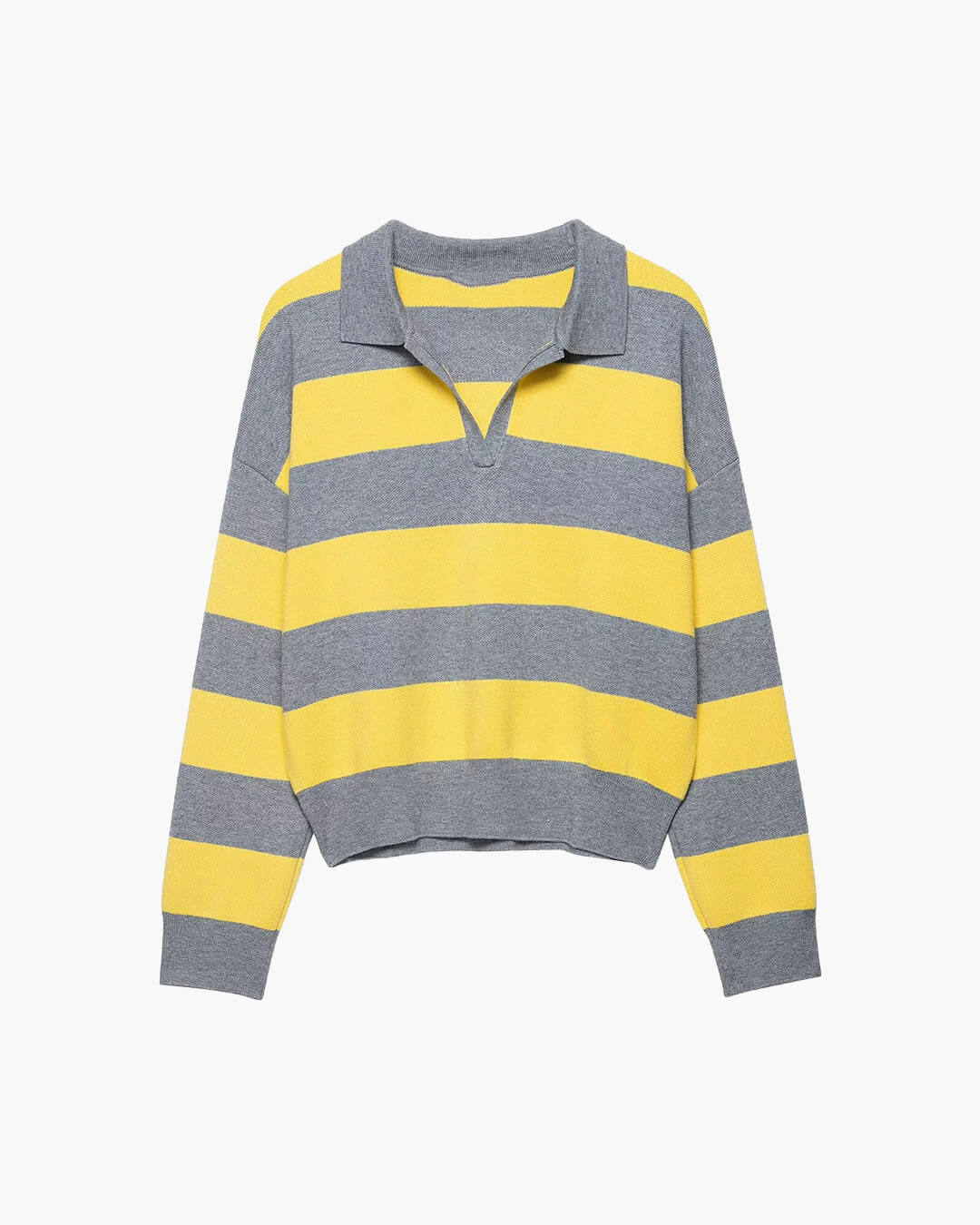 Pullover in maglia a righe con scollo a V Una