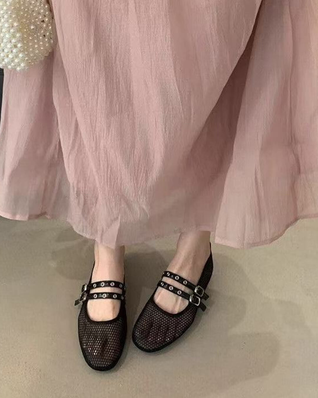 Ballerine in rete con fibbia Valerie