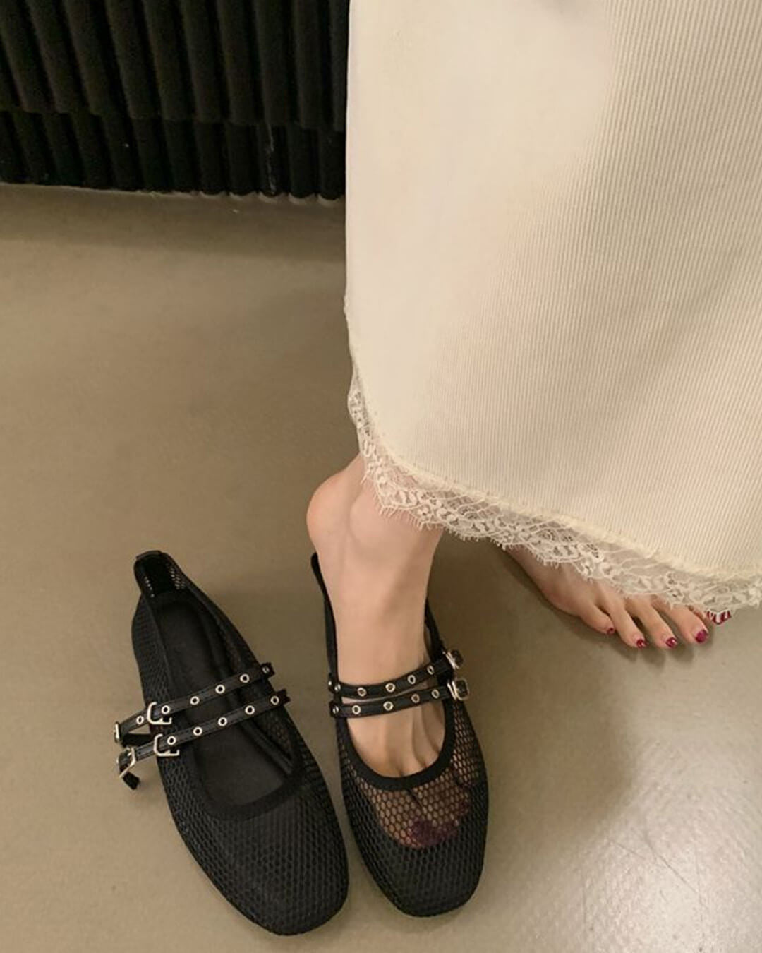 Ballerine in rete con fibbia Valerie
