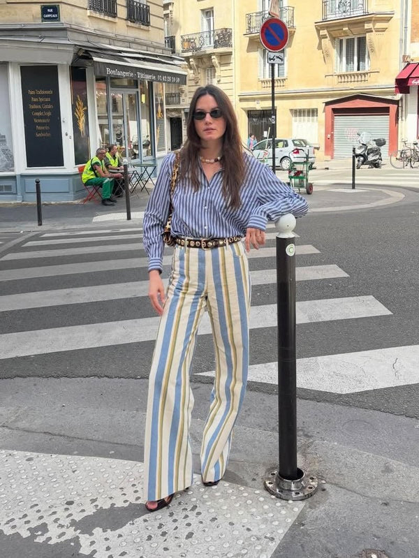 Valerie Low-Rise Striped Trousers