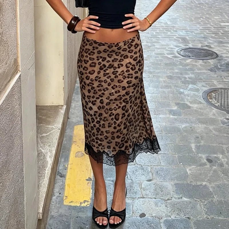 Gonna midi in pizzo leopardato Vera