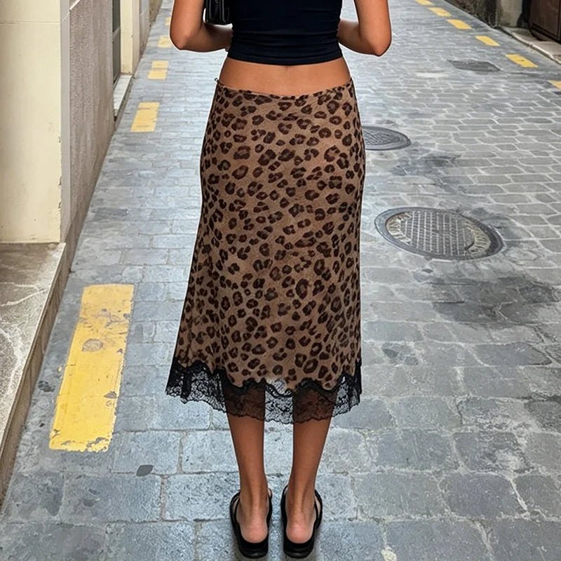Gonna midi in pizzo leopardato Vera