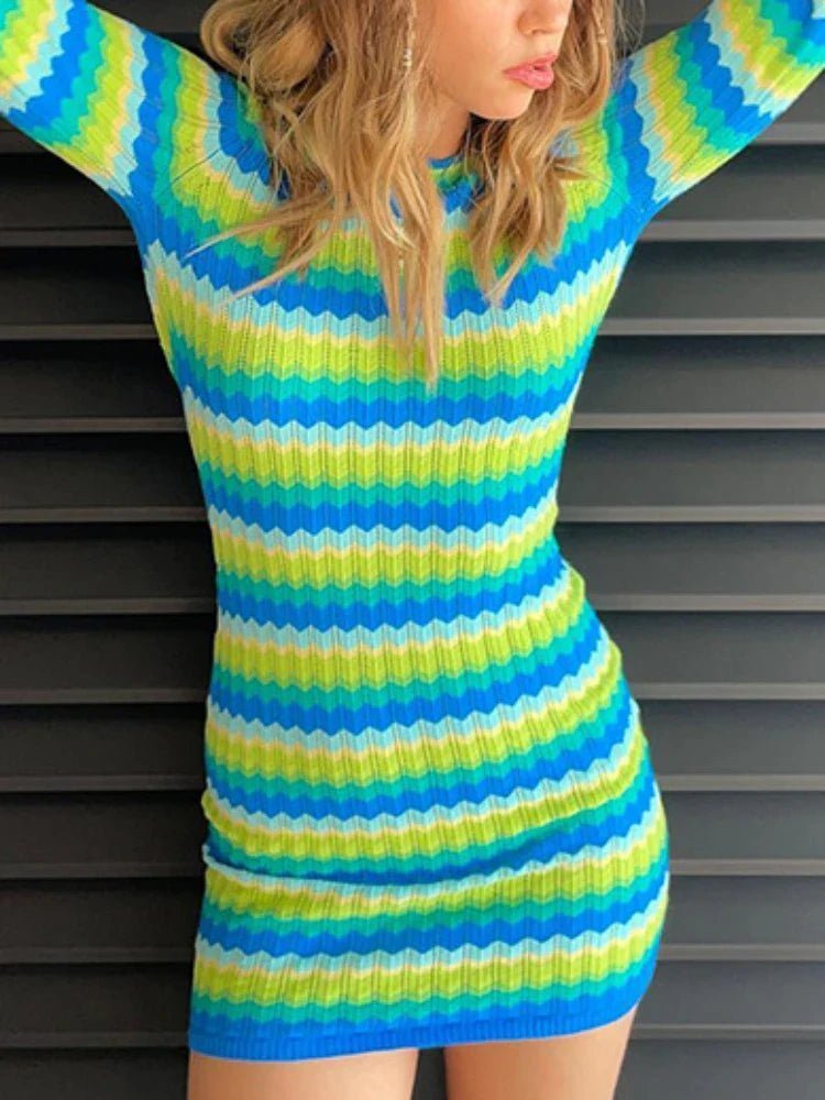 Minidress a righe con schiena scoperta Veronica