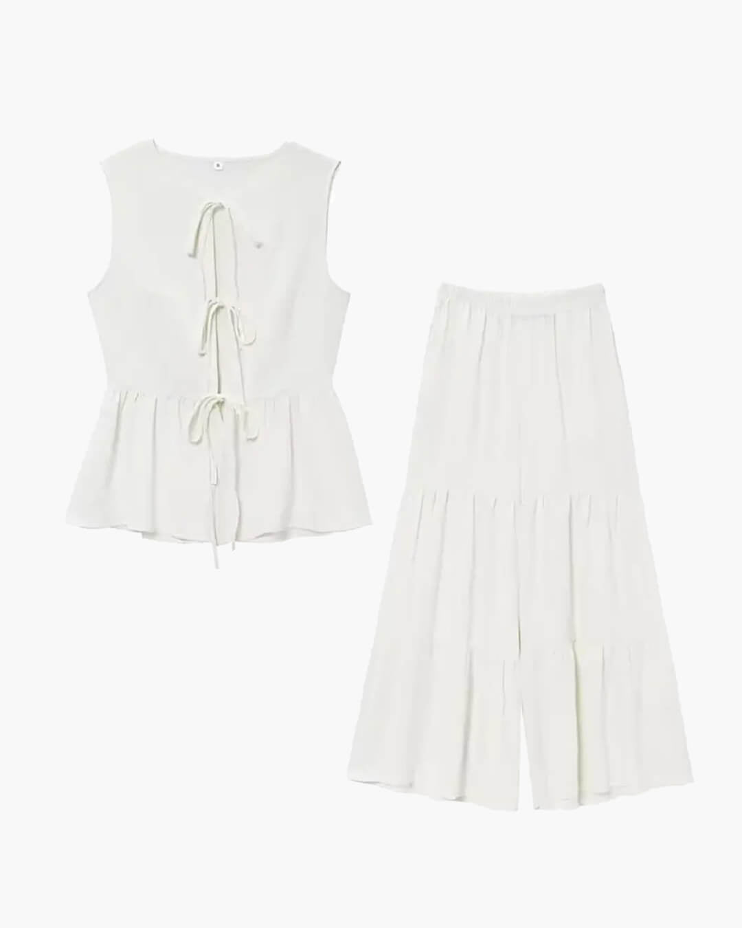 Vianne - Completo con gilet con lacci sul davanti e pantaloni