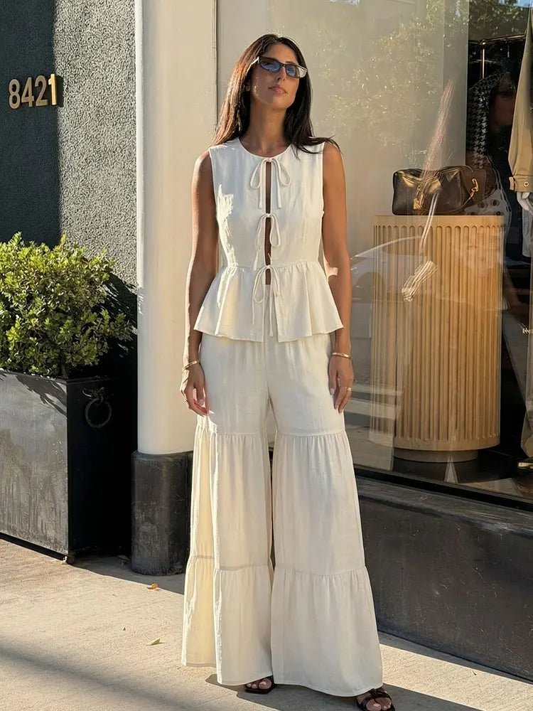 Vianne - Completo con gilet con lacci sul davanti e pantaloni