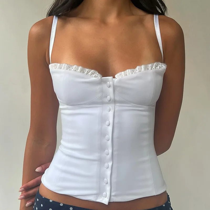Top corsetto patchwork in pizzo Viviana