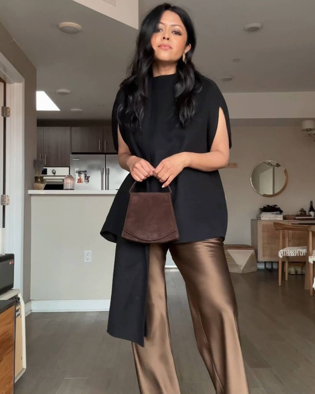 Pantaloni sartoriali palazzo in raso Wendy